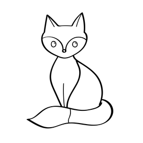 Fox black and white clipart