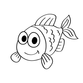 Fish black and white clipart