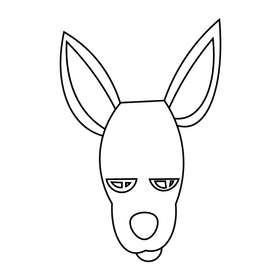 Kangaroo face black and white clipart