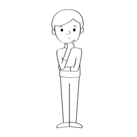 Person thinking black and white clipart