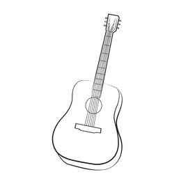 Guitar black and white clipart