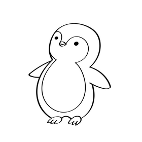 Penguin looking up black and white clipart