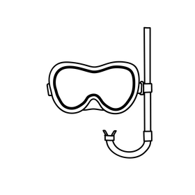 Scuba Goggles, snorkel, diving mask black and white clipart