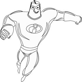 Mr Incredible drawing black and white clipart