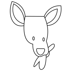 Kangaroo eating black and white clipart