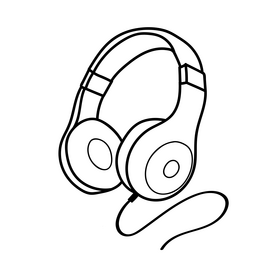 Headset black and white clipart