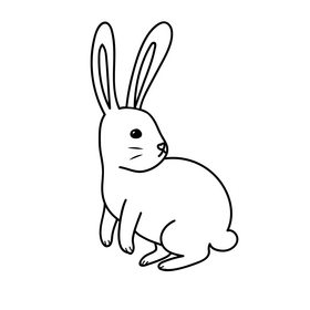 Bunny looking back black and white clipart
