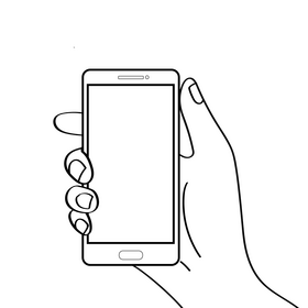Holding phone social media black and white clipart
