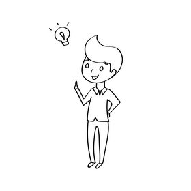 Man with idea black and white clipart