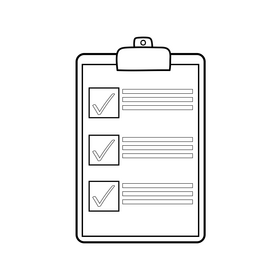 Clipboard check list black and white clipart