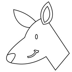Cartoon kangaroo head black and white clipart