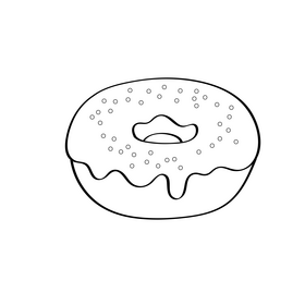 Donut black and white clipart