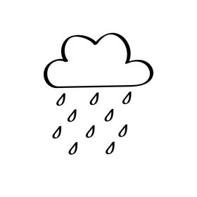Cloud with rain black and white clipart