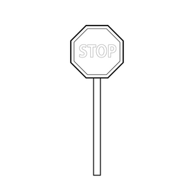 Stop traffic sign cartoon black and white clipart free download