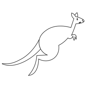 Cartoon kangaroo jumping black and white clipart