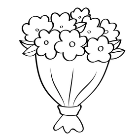 Bouquet black and white clipart