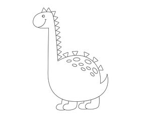 Cartoon brachiosaurus dinosaur black and white clipart