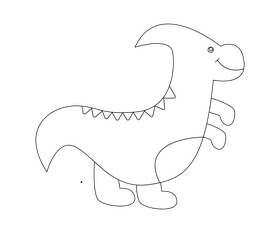 Baby parasaurolophus dinosaur black and white clipart