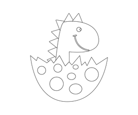 Triceratops, baby dinosaur black and white clipart