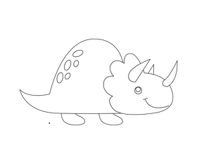 Baby dinosaur, triceratops free black and white clipart