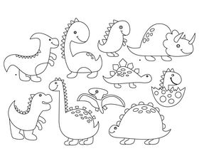 Dinosaurs black and white vector free download