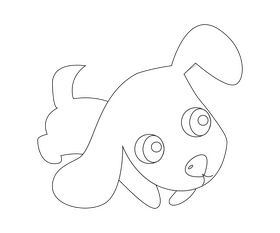 Cartoon puppy, baby dog black and white clipart