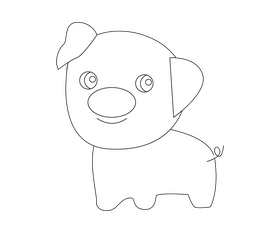 Free piglet, domestic baby pig black and white clipart