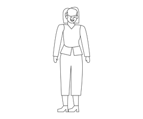 Girl brunette office worker black and white clipart