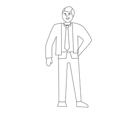 Black businessman, african american office worker black and white clipart