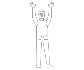 Man hands up illustration black and white clipart