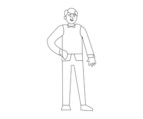 Cartoon businessman drawing black and white clipart