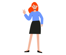 Girl waving in blue sweater illustration clipart