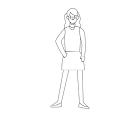 Free girl drawing black and white clipart