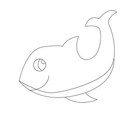 Baby shark swimming black and white clipart