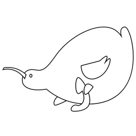 Kiwi bird listening drawing black and white clipart