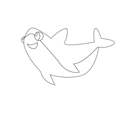 Happy shark smiling illustration black and white clipart