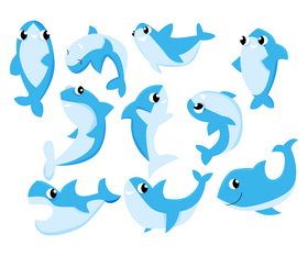 Baby sharks vector