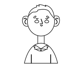 Cute blond boy portrait black and white clipart