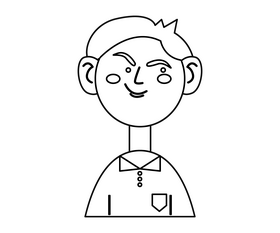 Pensive guy illustration black and white clipart