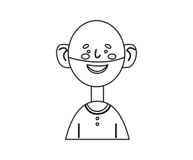 Bald guy with beard portrait black and white clipart