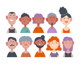 Cartoon women and men vector