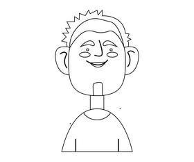 Boy with short hair portrait black and white clipart