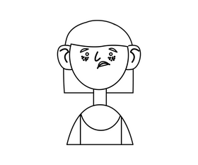 Upset redhead girl black and white clipart