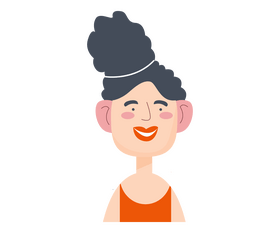 Cute cartoon girl with red lips clipart