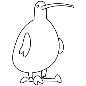 Cartoon kiwi bird drawing black and white clipart