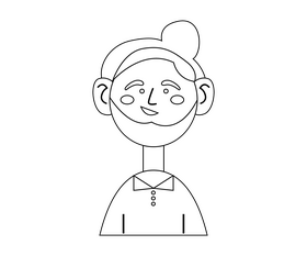 Black man with beard portrait black and white clipart