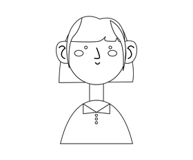 African american girl in short hair black and white clipart