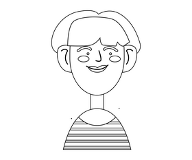 Free girl with short hair black and white clipart