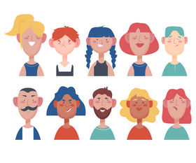 Girls and boys avatars vector