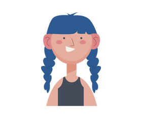 Young girl with pigtails portrait drawing clipart